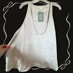 💛 NWT XL H&M Ivory Satin Tank — Low Cut Luxe Vibes